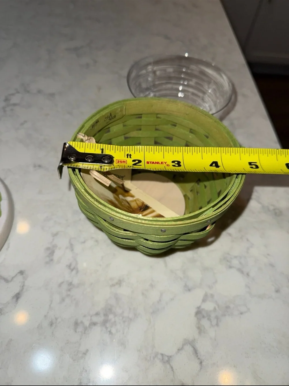 Longaberger 2010 Lime Basket Wood Lid Plastic Protector Handwoven Cottagecore